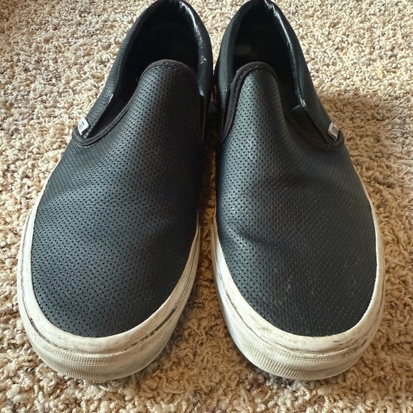 VANS Perf Leather Classic Unisex Slip On Shoes Black White Soles Mens 8.5 W 10 - Picture 9 of 9